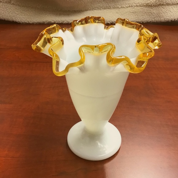 Fenton Other - Fenton Vintage RARE Silvercrest Milk Glass Vase